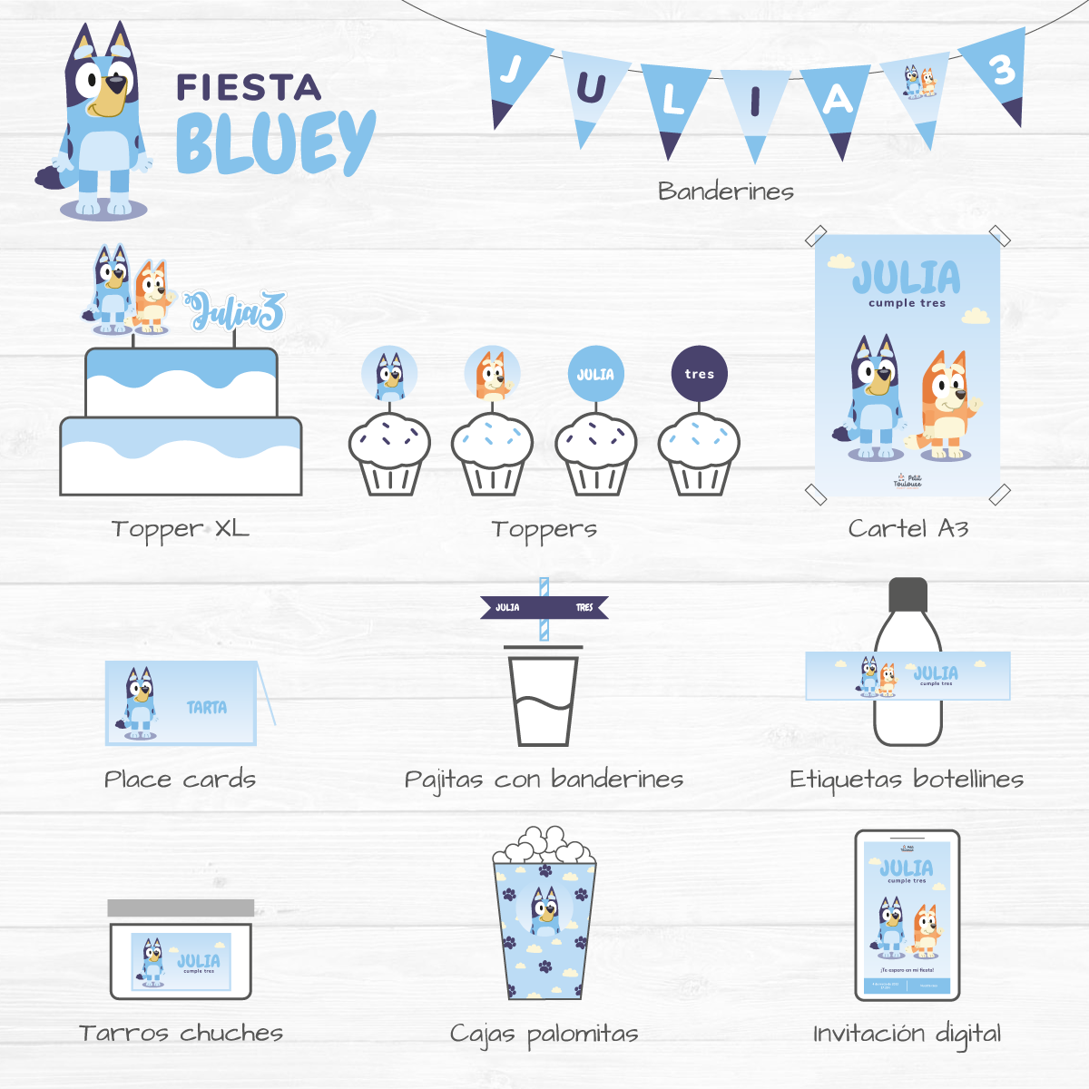 Fiesta Bluey — Diseño decoración personalizada
